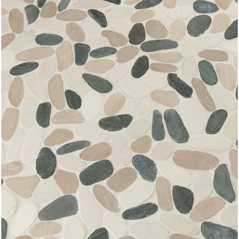 Marvella Pebble 12 in. x 12 in. Natural stone Mosaic Floor and Wall Tile, Manhattan