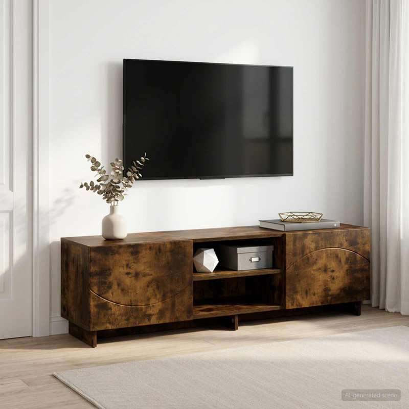 TV Stand, 40cm H x 140cm W x 34.5cm D, Smoked Oak
