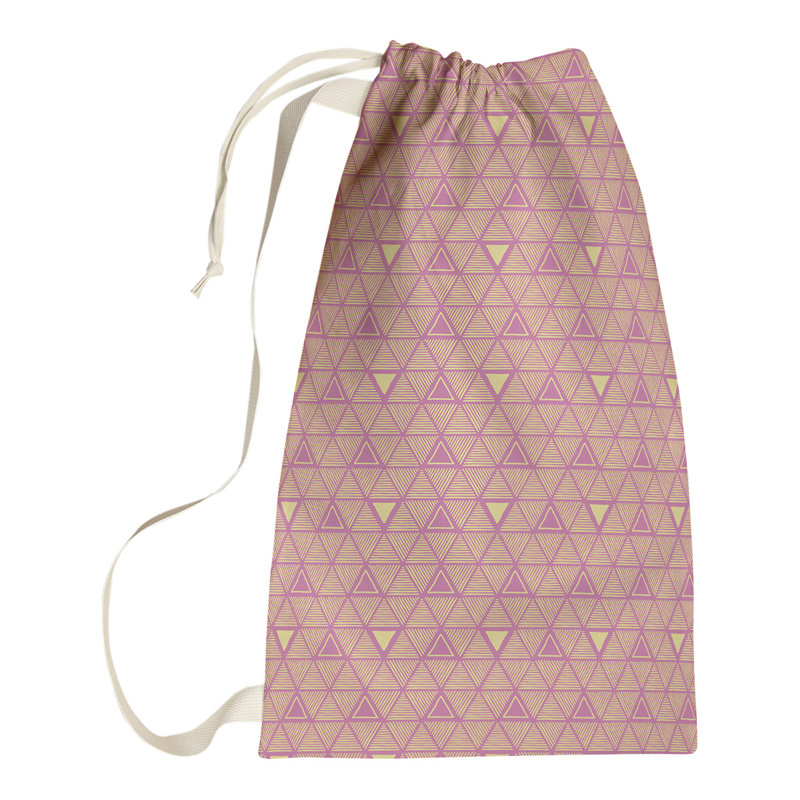 Sac à linge triangles dessinés à la main, H 29 po x l 18 po x P 1,5 po, Rose/jaune