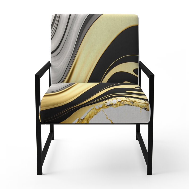 Cullivan - Fauteuil d'appoint rembourré en marbre, Noir, noir, noir, noir