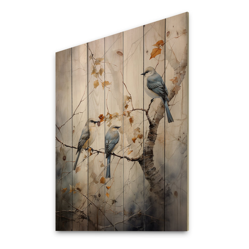 «Bird Silent Watcher II», reproduction sur bois d'animaux sur bois de pin naturel, H 32 po x l 24 po