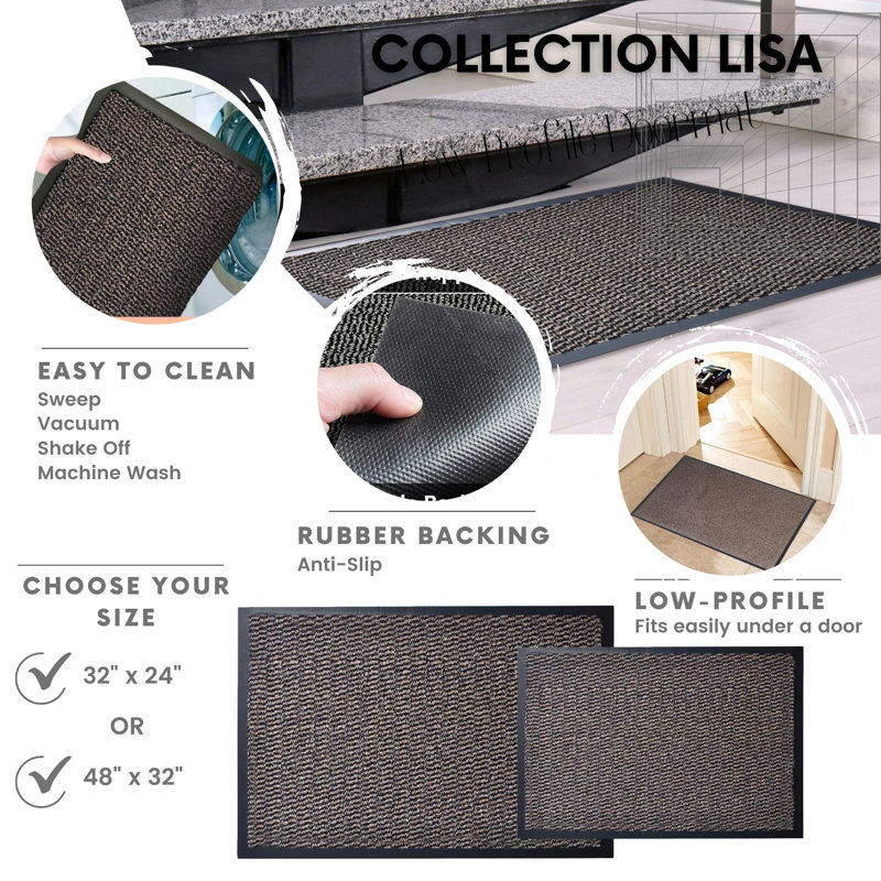 Tapis d'entrée intérieur antidérapant Lisa, L 32 po x L 47 po, Brun clair