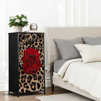 4 Drawer Dresser for Bedroom, Narrow Chest of Drawers, Wooden Top and Study Iron Frame 18"x37.5"-(WxH)