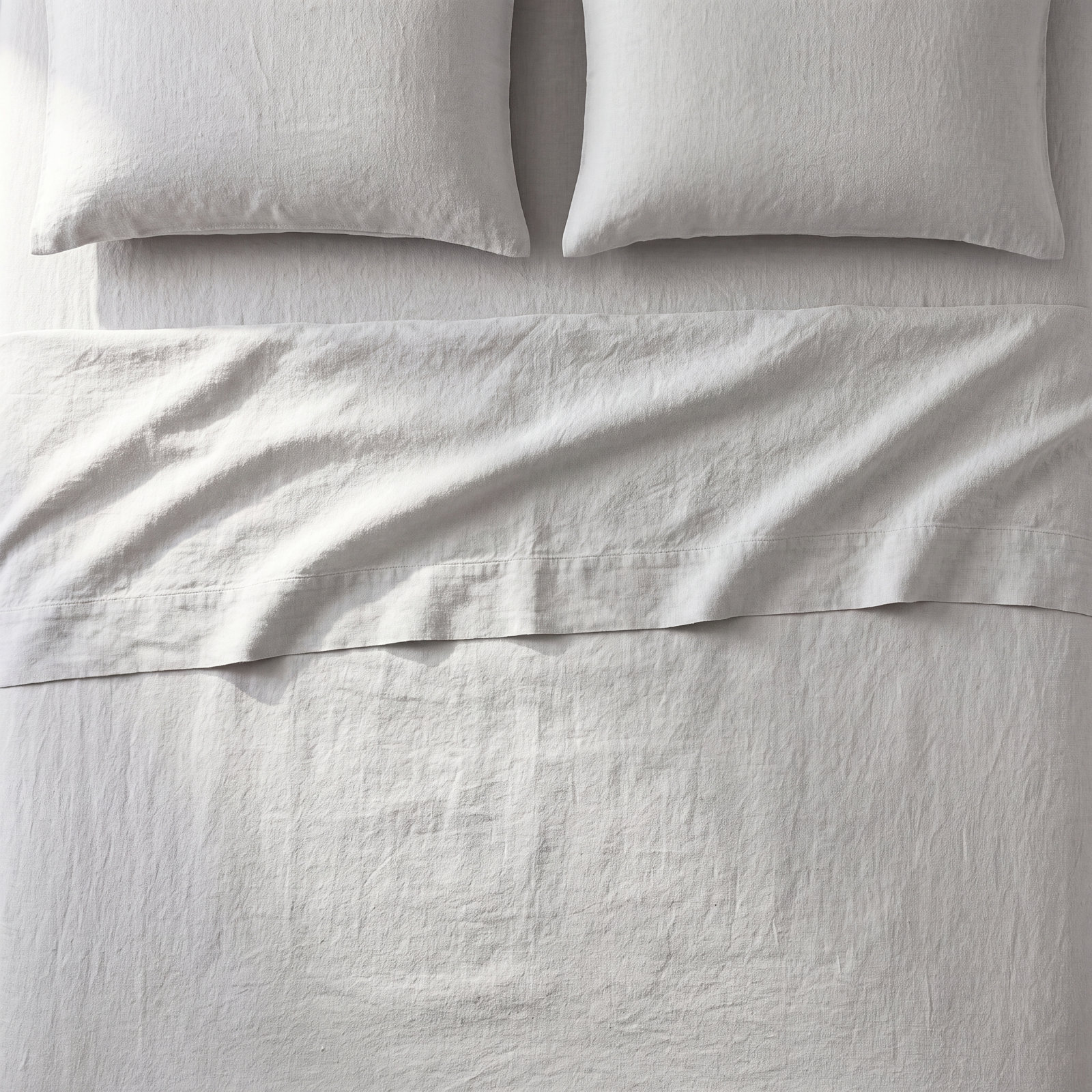 Organic Relaxed Belgian Flax Linen Standard Sheet Set, California King Sheet Set with 2 Pillowcases, Fog