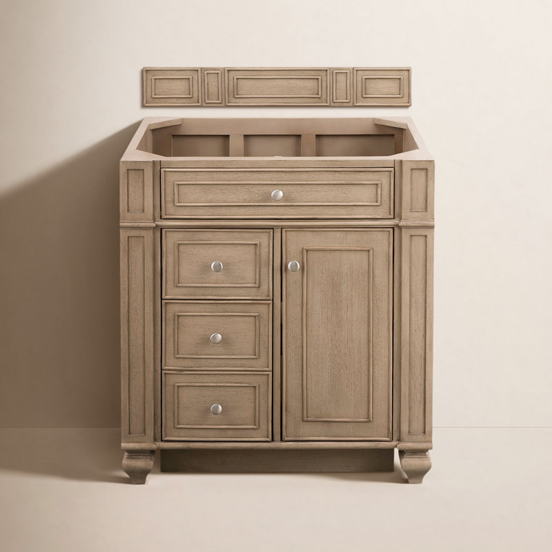 Bristol 30'' W Single Vanity, White Zeus, Whitewashed Walnut, 8" Widespread