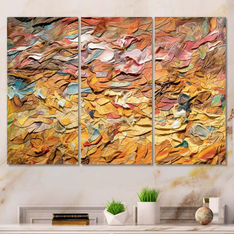 «Terracotta Bliss Texture Abstract I», ensemble de salon d'art mural abstrait, H 40 po x l 60 po x P 1 po