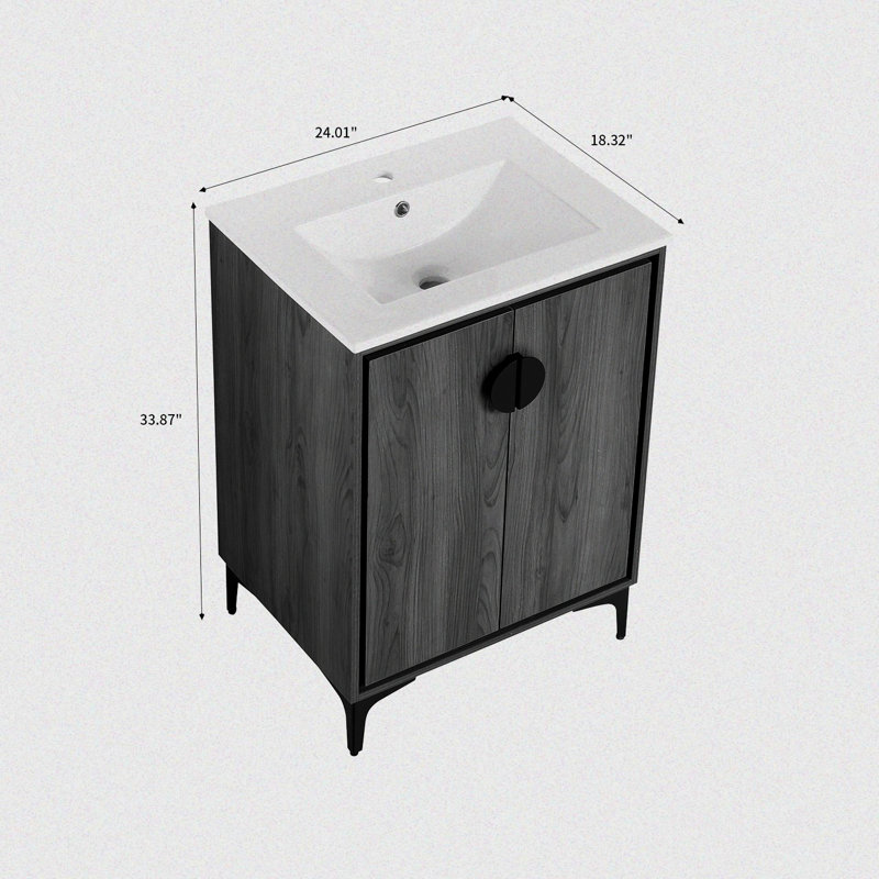Ensemble de meuble-lavabo simple 18,32 po avec plateau en céramique Strawn
