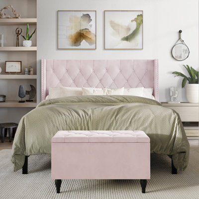 Falaq 2 Piece Upholstered Velvet Bedroom Set