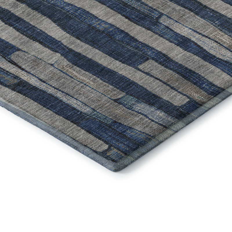 Premium Machine Washable Kumbhar AMF1301 Stripes Rug, Rectangle 3' x 5'