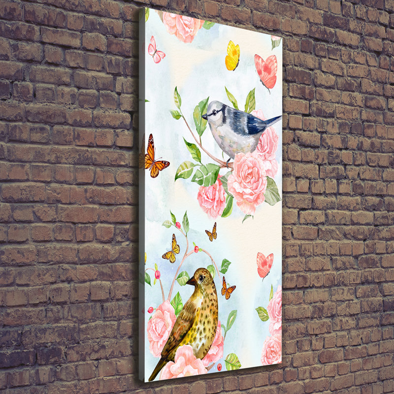 Birds Butterflies Flowers - Wrapped Canvas Print