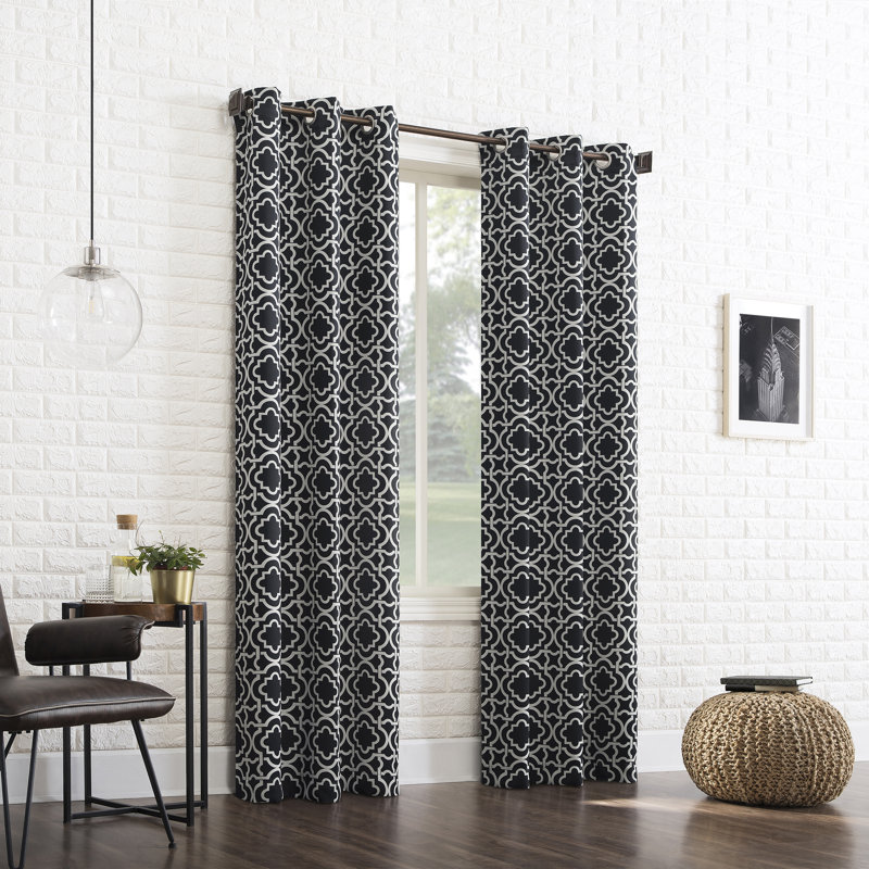Polyester Thermal Blackout Curtain Panel, Black, 40" W x 84" L