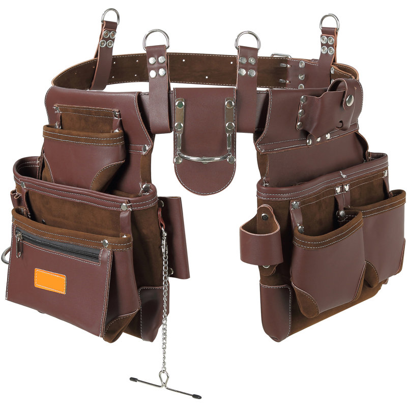 Tool Belt, 22 Pockets, Adjust from 29 Inches to 54 Inches, Premium PU Heavy Duty Tool Pouch Bag
