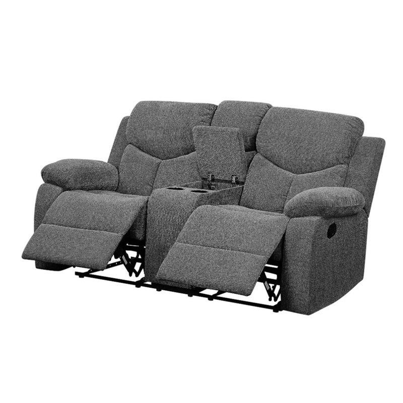 Zslater Chenille Pillow Top Arm Reclining Loveseat, 39" H x 70" W x 39" D, Gray Chenille
