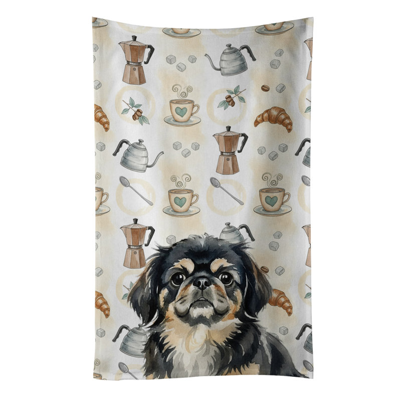 Black and Tan Pekingese Coffee Bar Kitchen Towel, Black and Tan Pekingese