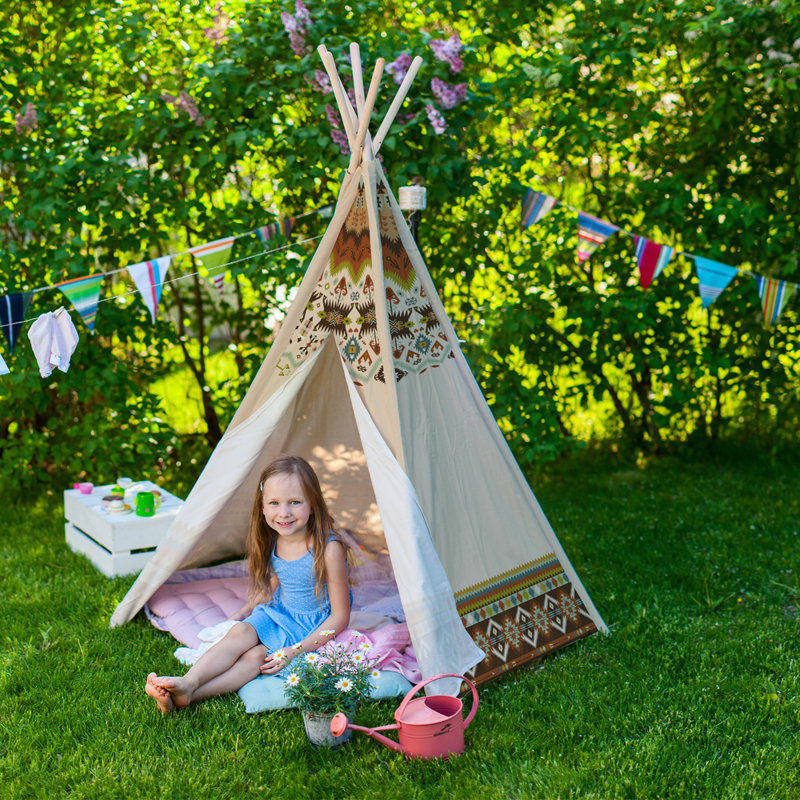 ASHOKA 120cm W x 120cm D Indoor / Outdoor Polyester Triangular Play Tent