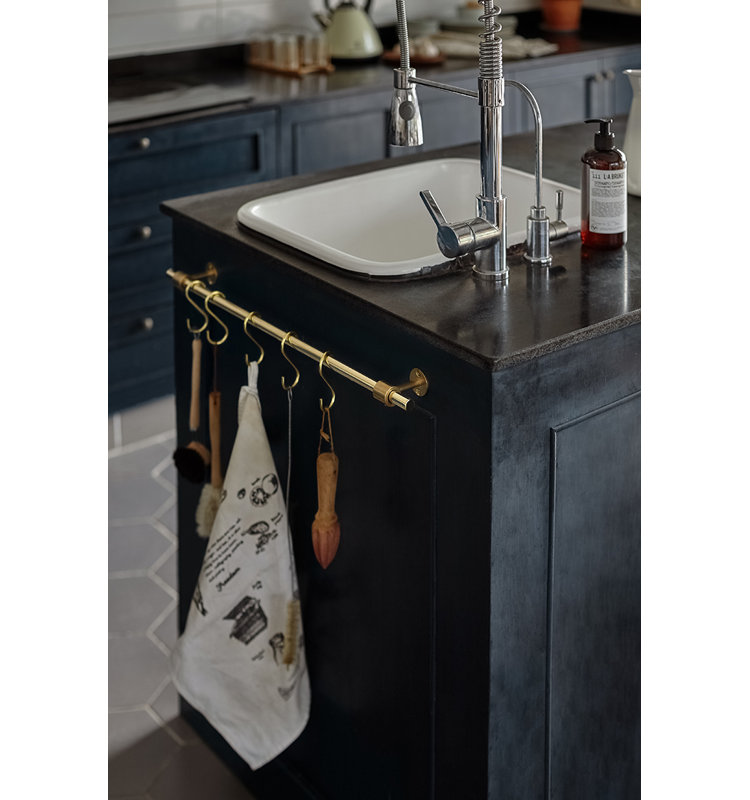 Solid Unlacquered Brass Kitchen Rails Pot Racks, 35.4"W