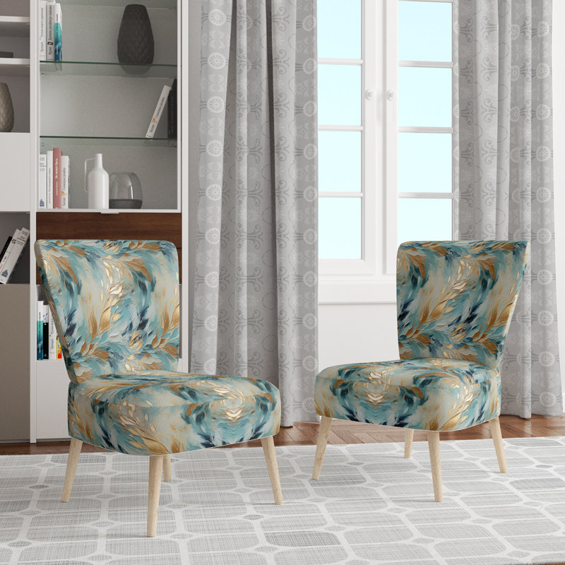 Fauteuil d'appoint rembourré doré et bleu Frosty Drift Experienc
