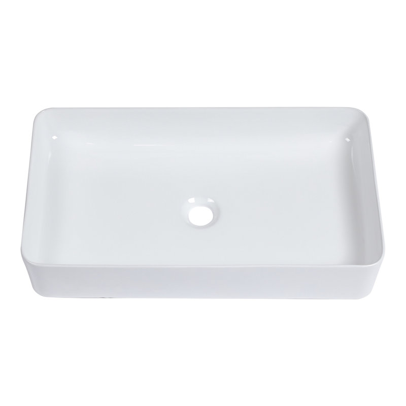 Lavabo vasque en céramique blanc 24 po x 14 po - Rectangulaire, teinté, facile à installer pour tout espace