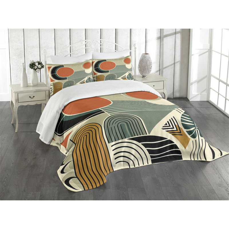 Polyester Abstract Coverlet, King Coverlet / Bedspread + 2 Standard Shams