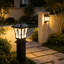 Luminaire de jardin européen noir à énergie solaire intégré et étanche avec support pour pilier et télécommande-3611739
