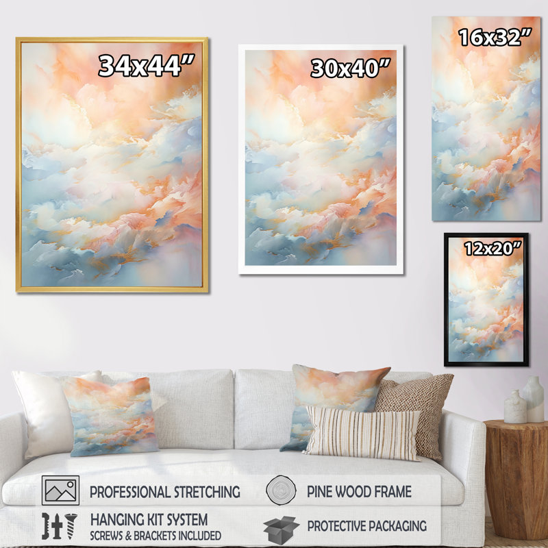 «Clouds Charm», impression sur toile, H 44 po x l 34 po x P 1,5 po, Cadre flottant noir