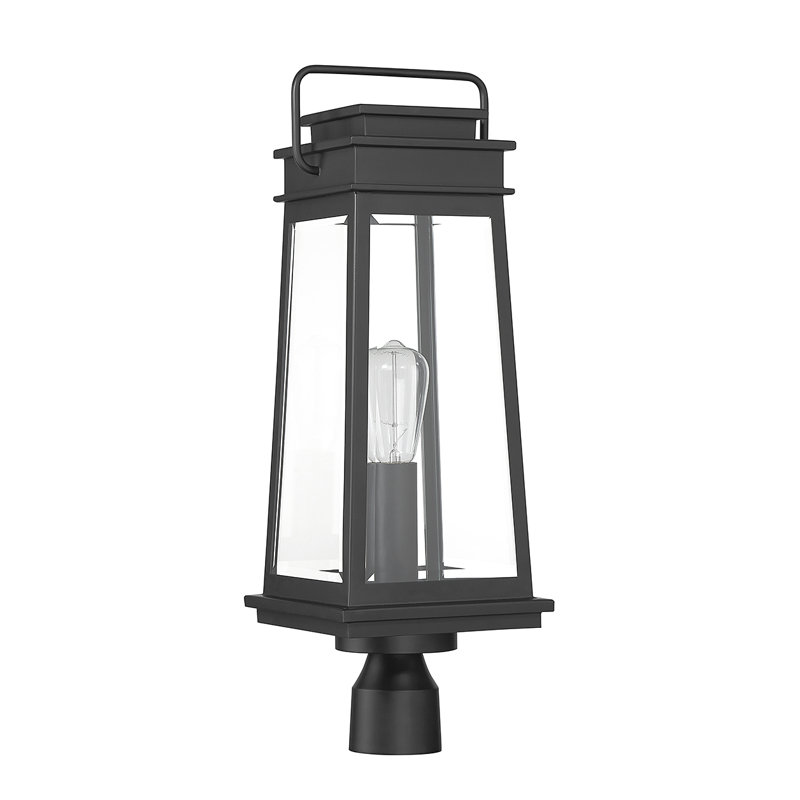 Matte Black 1-Light Outdoor Post Lantern with Clear Glass