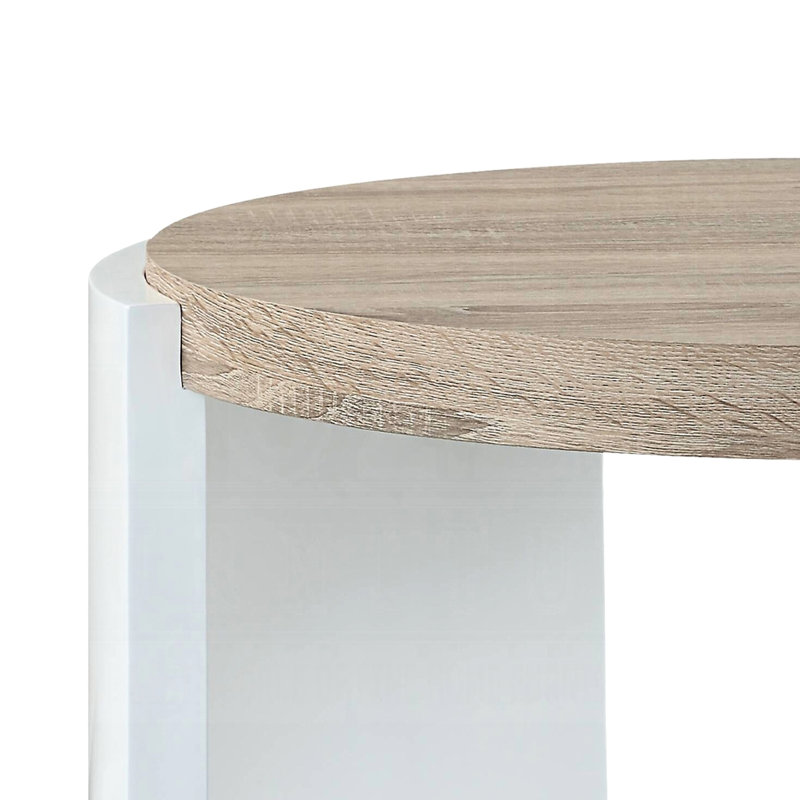 Table de bout moderne en chêne et blanc lustré