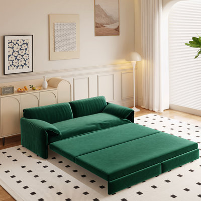Canapé-lit convertible grand 3-en-1 avec rangement latéral, causeuse multifonctionnelle en velours pour le salon et la chambre à coucher