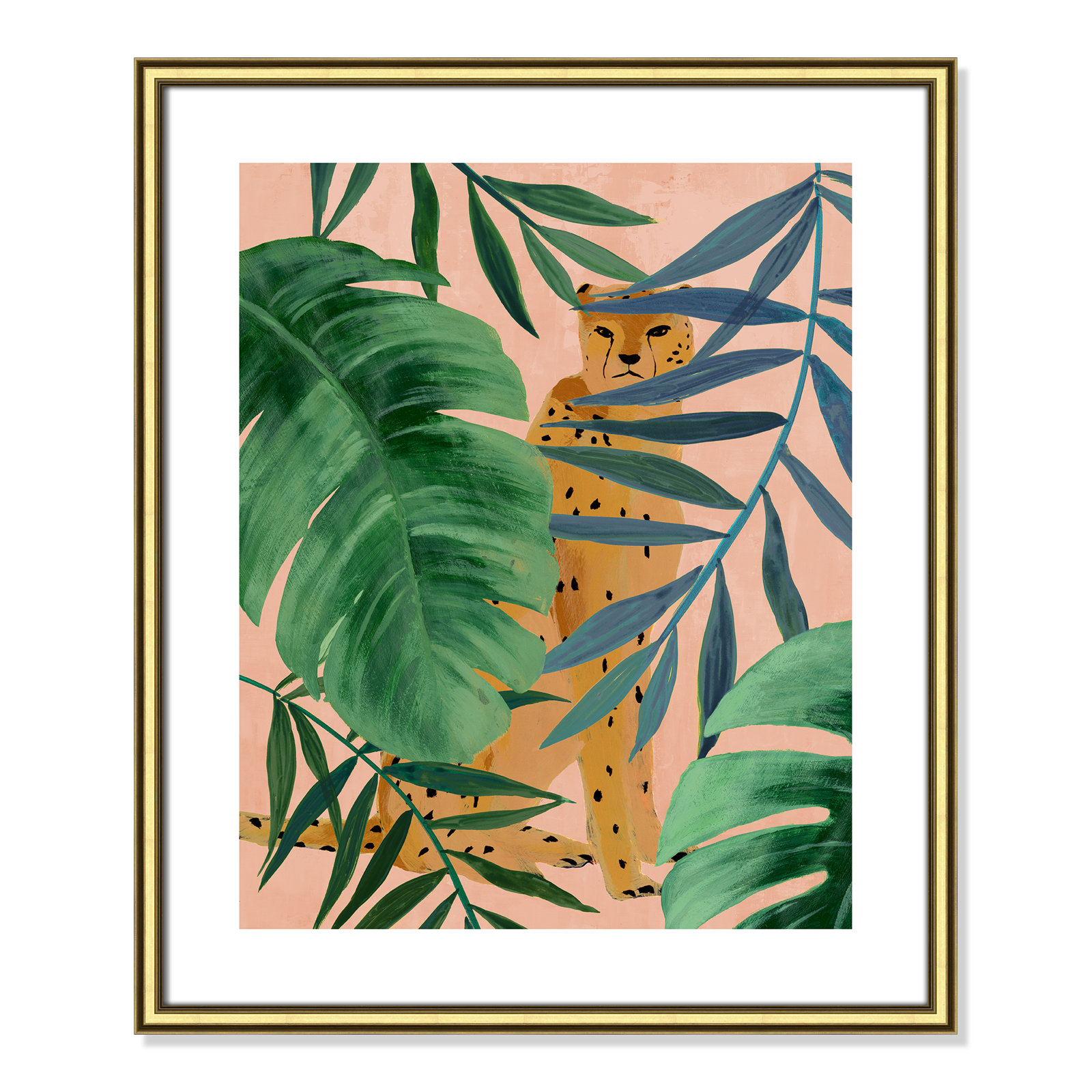 Silent Jungle - Painting Print, Gold Framed Paper, 25.5" H x 21.5" W x 0.88" D