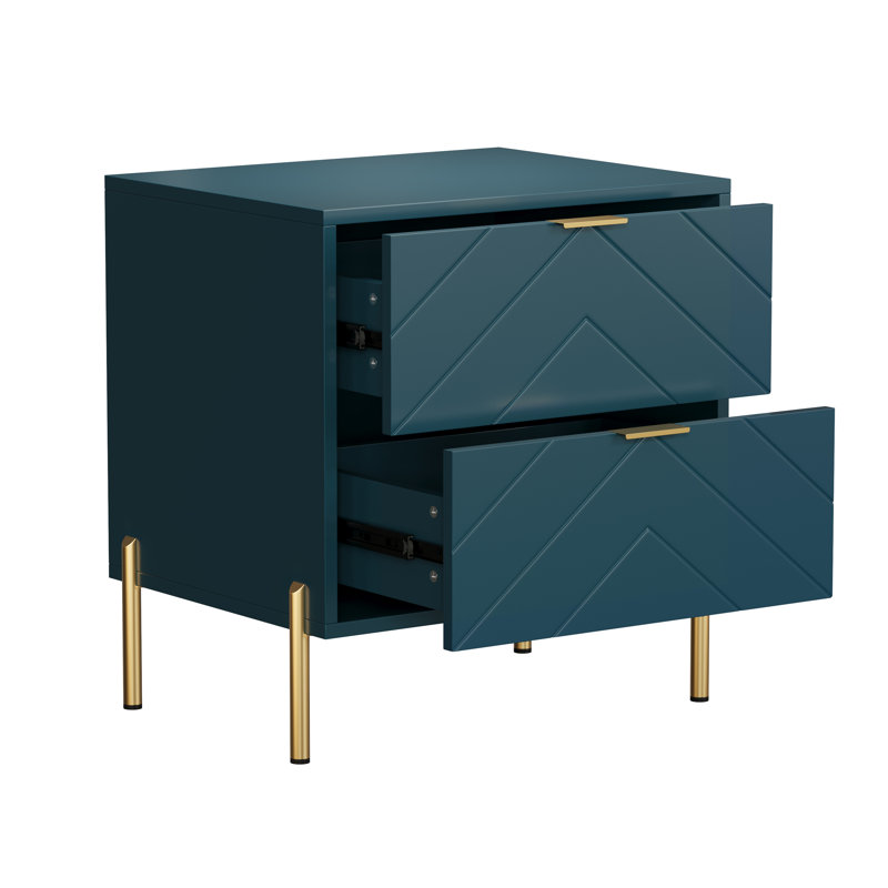 Ruthi Modern Manufactured Wood Nightstand with 2-Drawer, Green