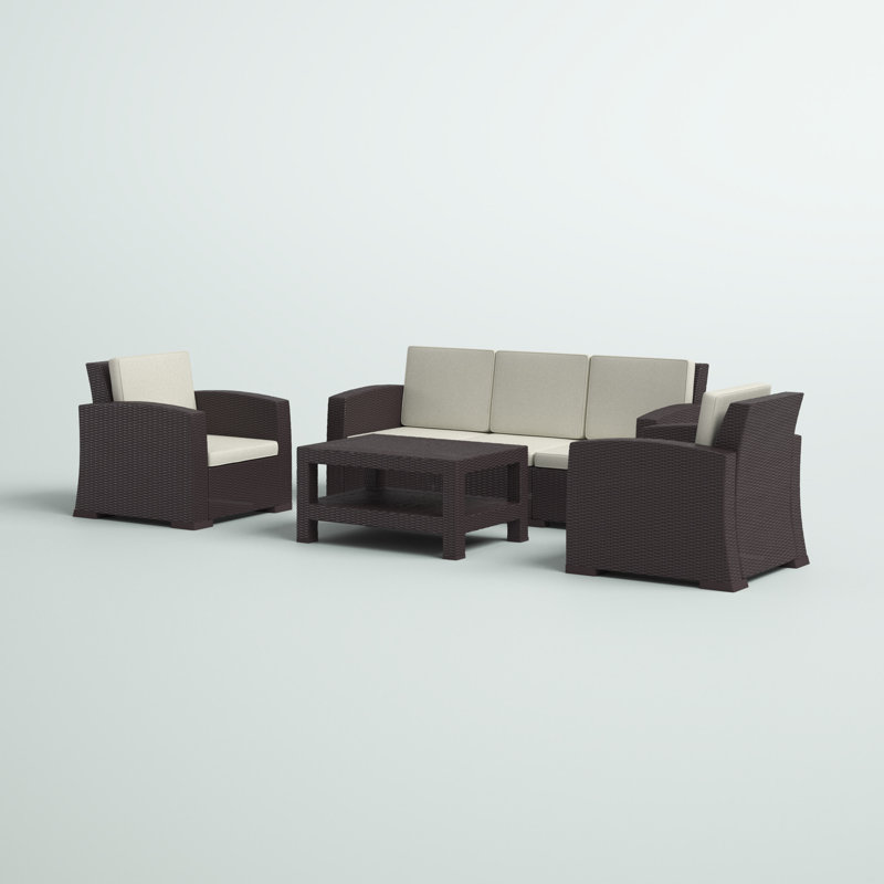 Mcchesney 5 - Person Patio Conversation Set with Cushions, Brown