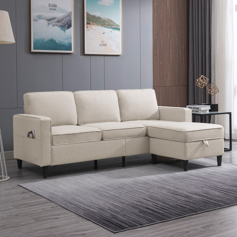 4 Seater Linen Sofa, Beige