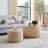 Round Storage Ottoman,Woven Rattan Fabric Ottoman,2 In 1 Function,Work As End Table And Ottoman,With Small Seat-Nature