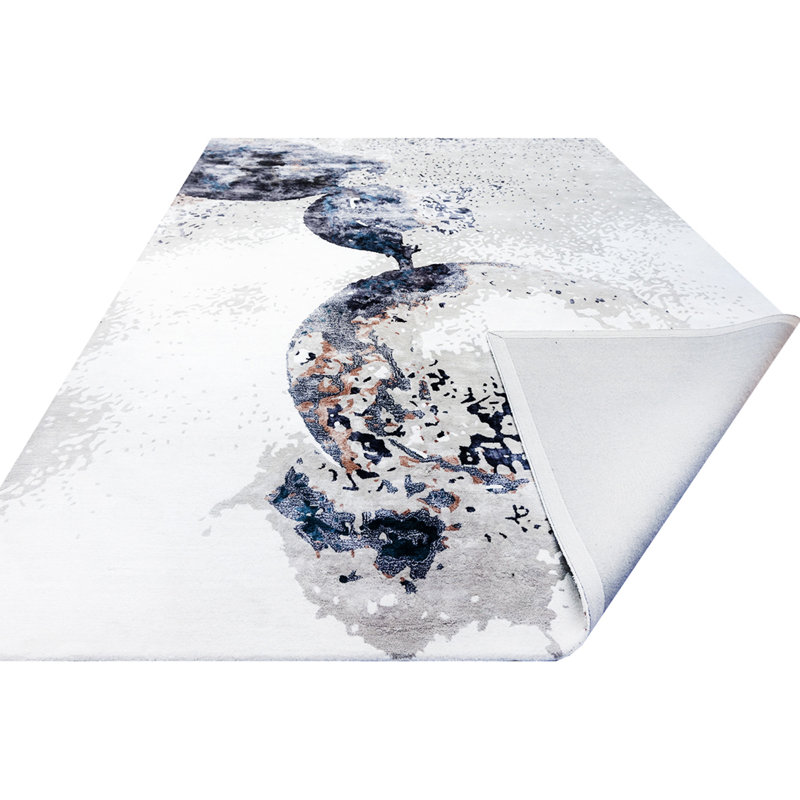 Tapis argenté et multicolore noué à la main de haute qualité, Rectangle 9 pi x 12 pi