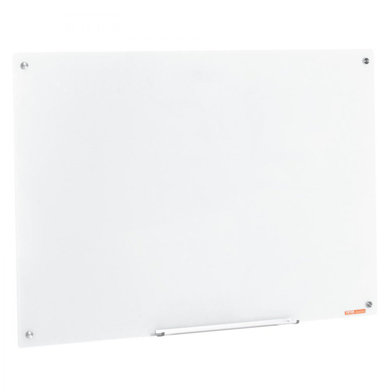 Magnetic Glass Whiteboard, Dry Erase Board 36"x24", White, 31.50" H x 47.24" L