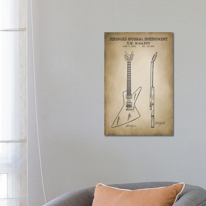 Stringed Musical Instrument by PatentPrintStore - Wrapped Canvas Print, 66.04 cm H x 45.72 cm W x 1.91 cm D