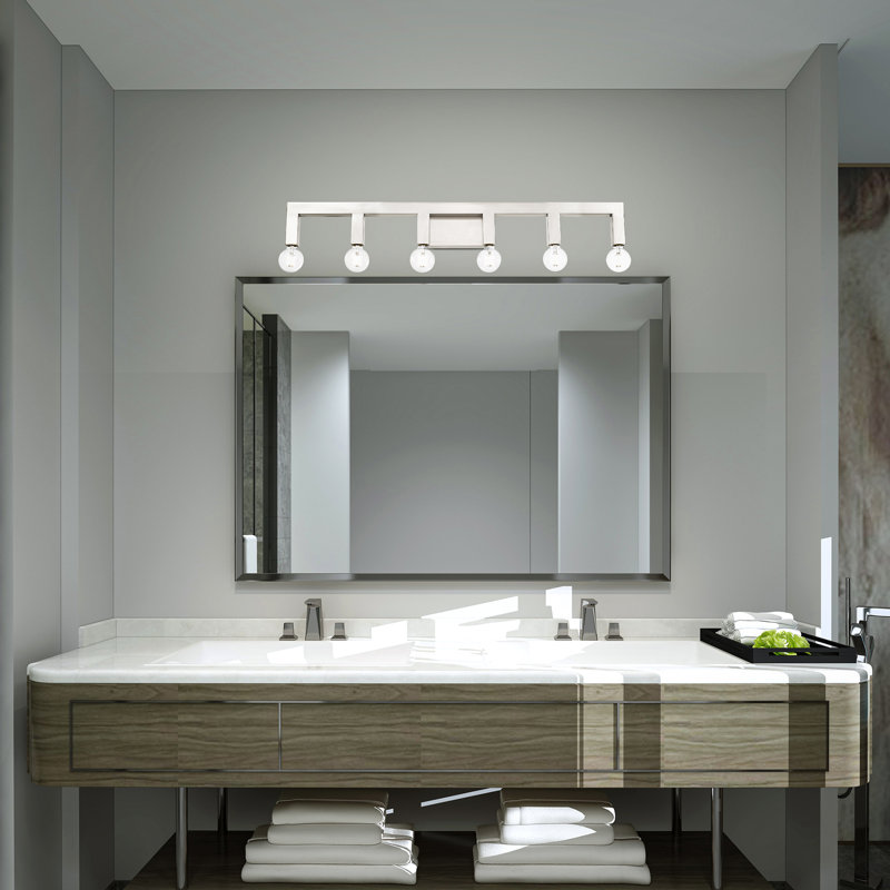 Éclairage pour meuble-lavabo à intensité variable 6 lumières Zacari, Nickel brossé