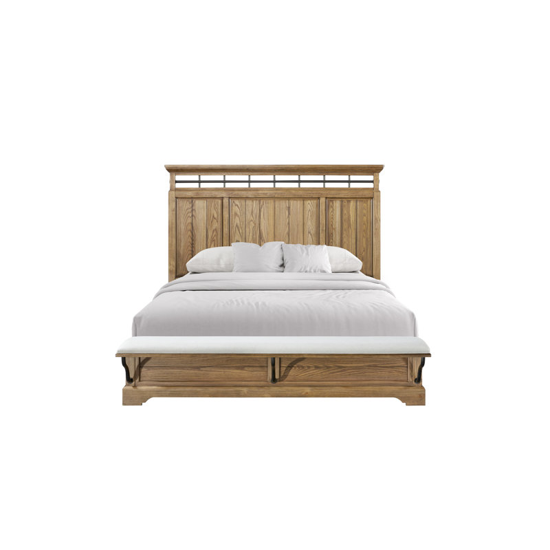 Queen Panel Bed W/ Bench - Caramel Finish, Queen 