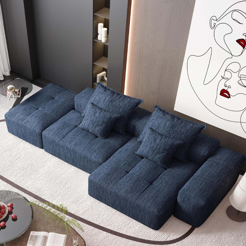 Canapé modulaire Boneless, Chenille bleue