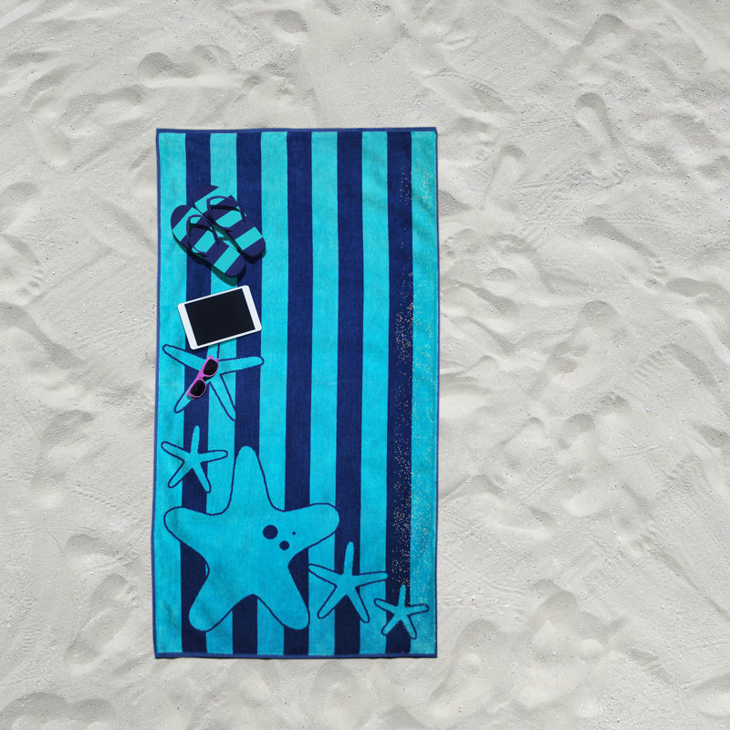 Serviette de plage surdimensionnée 100% coton rayée Blue Nile Mills