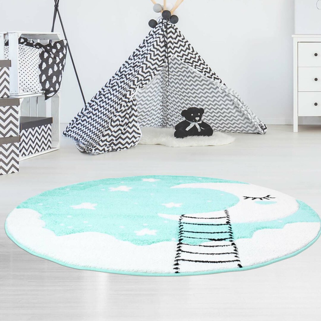 Kinder Teppich Mond Bueno 1314 Mint Kurzflor Kinderzimmer Araceli