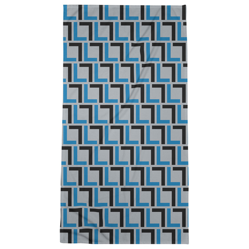 Bath Towel, Silver/Honolulu Blue/Black