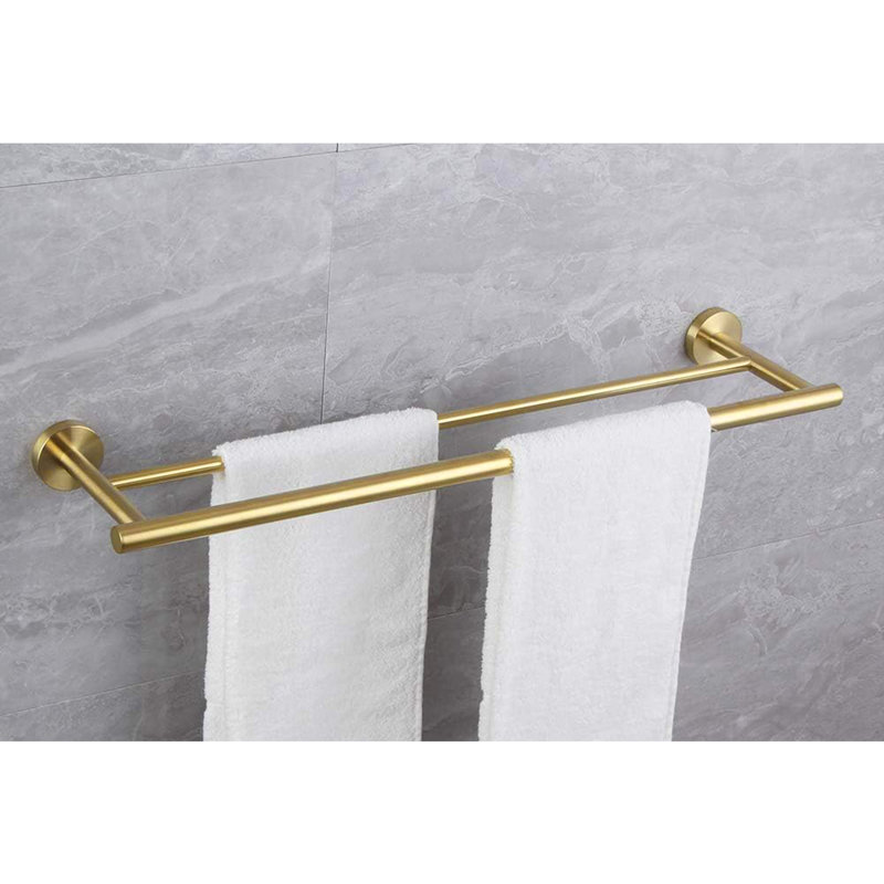 Brushed Gold Towel Bar, 23.6'' Stainless Steel - Wall Mounted For Bathroom, Bedroom, Kitchen & Laundry Room Bar Steel, Suitable