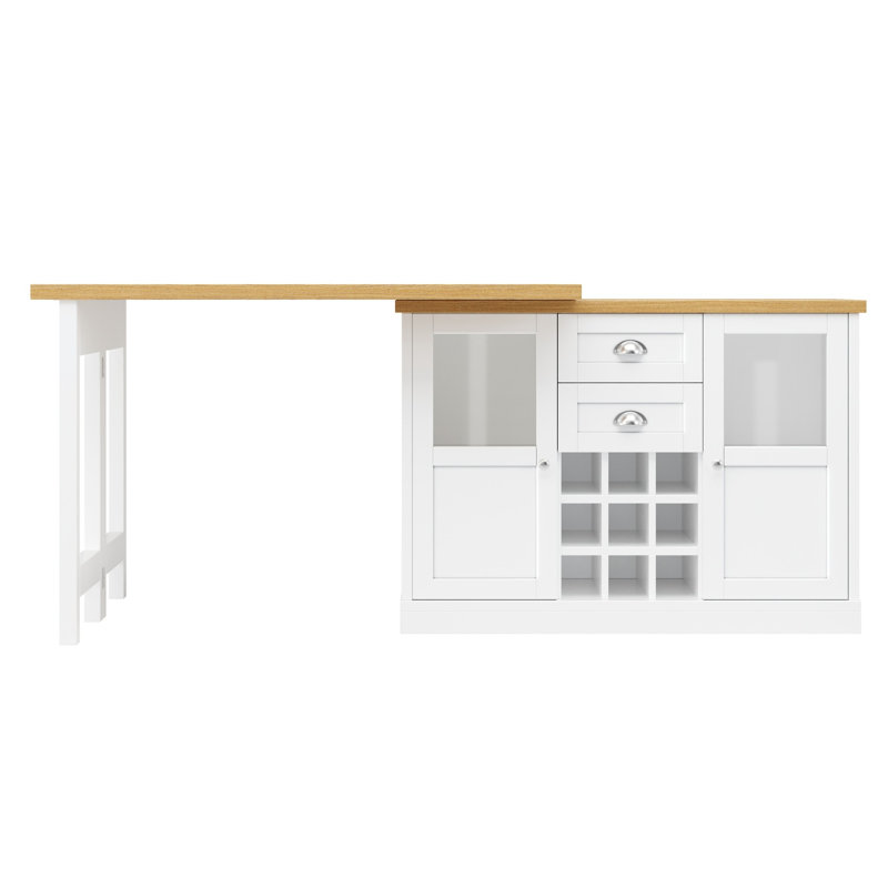 120 cm W Kitchen Island with, White
