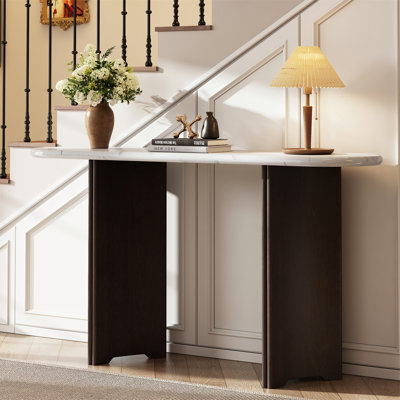 Console Exquise étroite avec plateau ovale et pieds incurvés, idéale pour l'entrée, le couloir et le salon