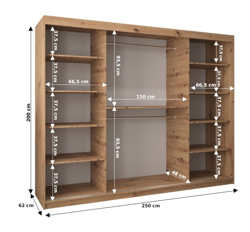Ashritha 3 Door Manufactured Wood Wardrobe, Sonoma Oak