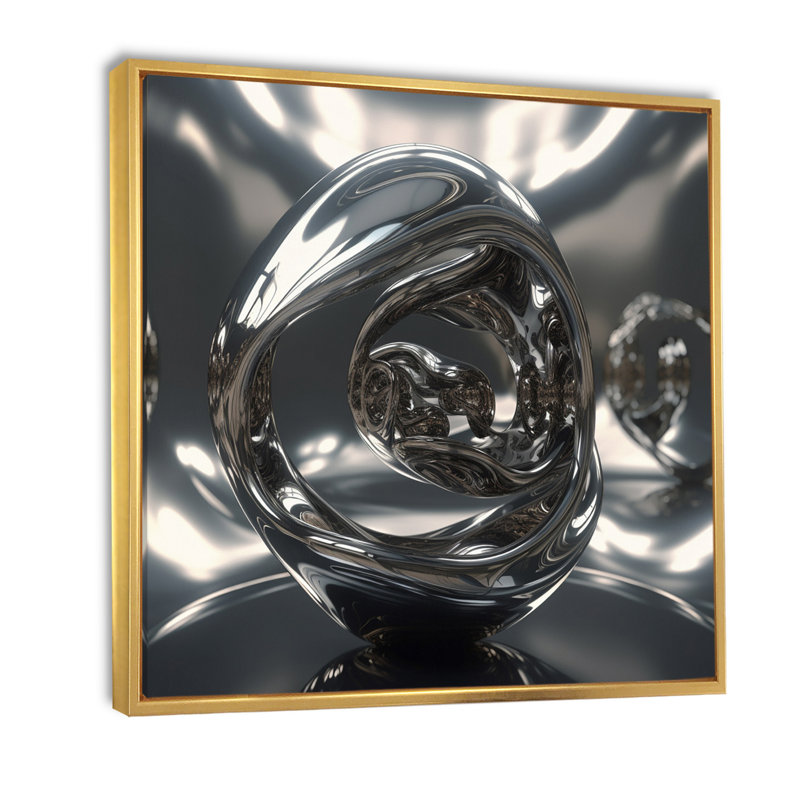 Impression sur toile Quantum Infinity Futuristic 3D I, H 36 po x l 36 po x P 1,5 po, Cadre flottant doré