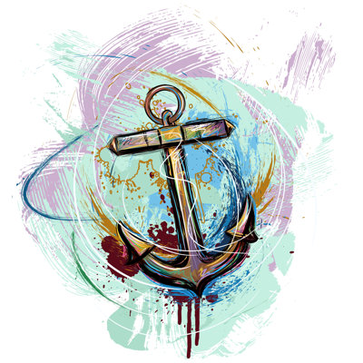 Anchor Drawing 1 Piece Wrapped Canvas Wall Art