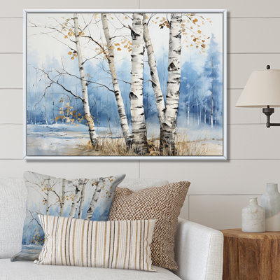 «White Birch Trees Forest Winter Scenery II», reproduction sur toile