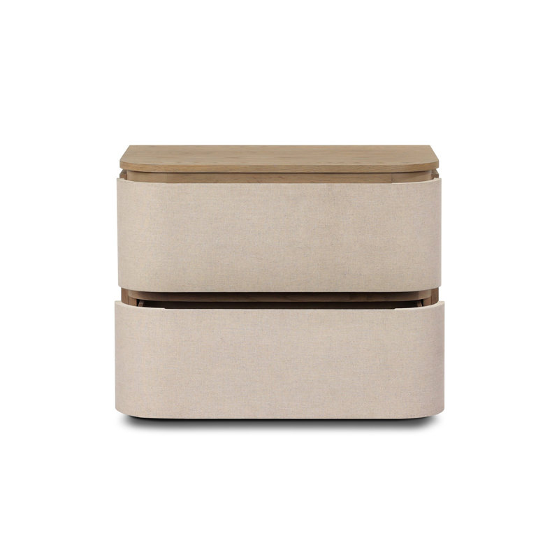 Mariella Nightstand-Beige Painted Linen